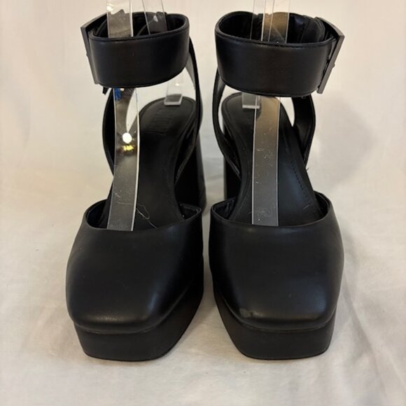 DKNY Briella Black Platform Block Heel Ankle Strap Pump Size 7.5M - Picture 3 of 12